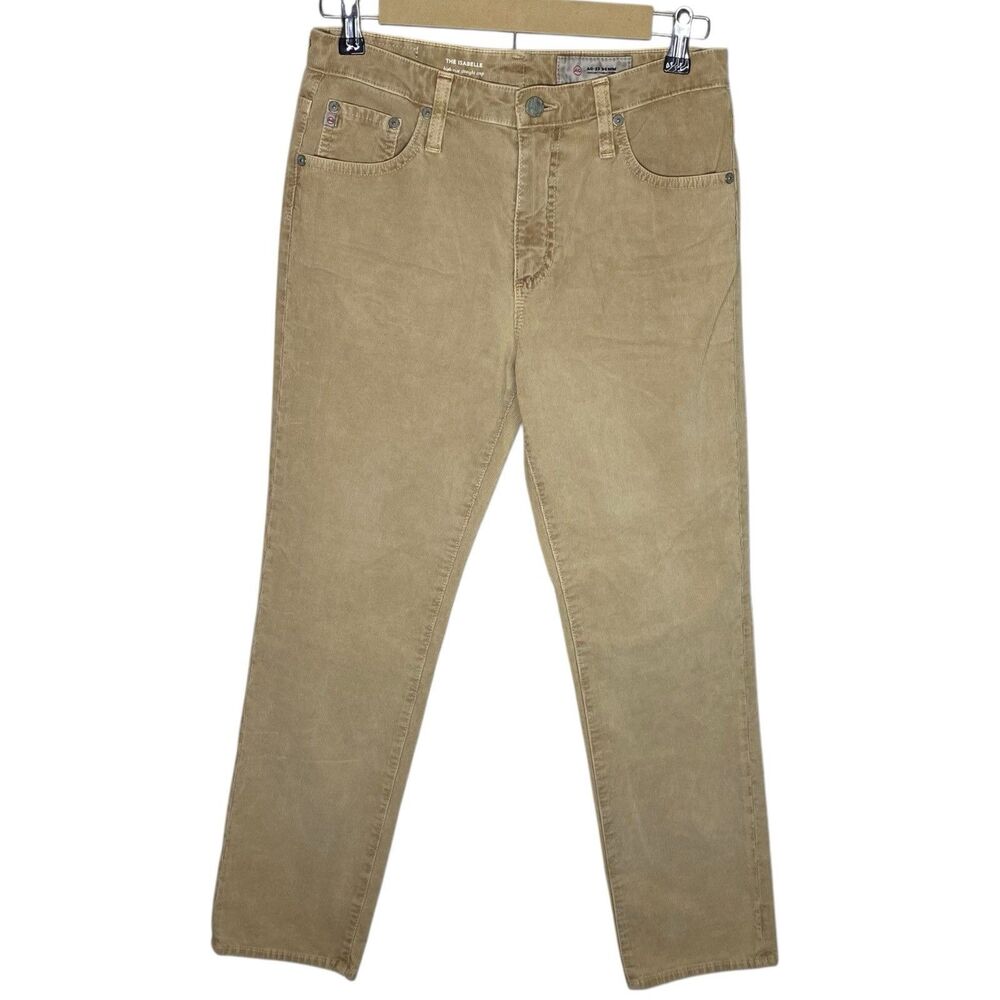 AG Adriano Goldschmied Corduroy Pants Womens 27 Tan Isabelle High Rise Crop NEW